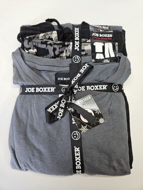 NEW Joe Boxer Men's Gray and Black Camouflage 3-Piece Sleep Set Medium